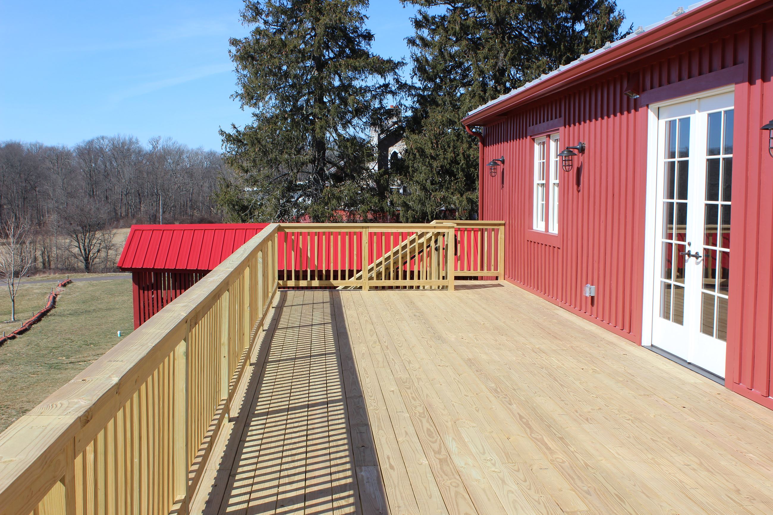 Image of the deck on the back of the Barn at Upland Farm