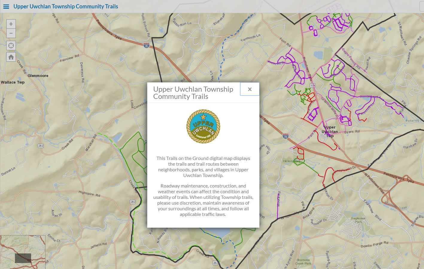 Click here to access a digital, interactive map of the Upper Uwchlan Community Trails Network Opens in new window